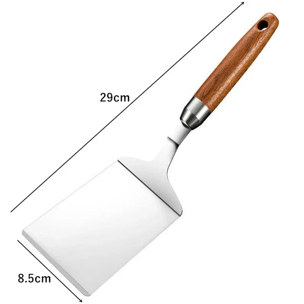 Square Head Stainless Steel Spatula with Wood Handle