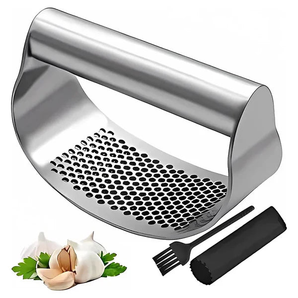 Stainless Steel Garlic Press - Effortless Manual Crusher